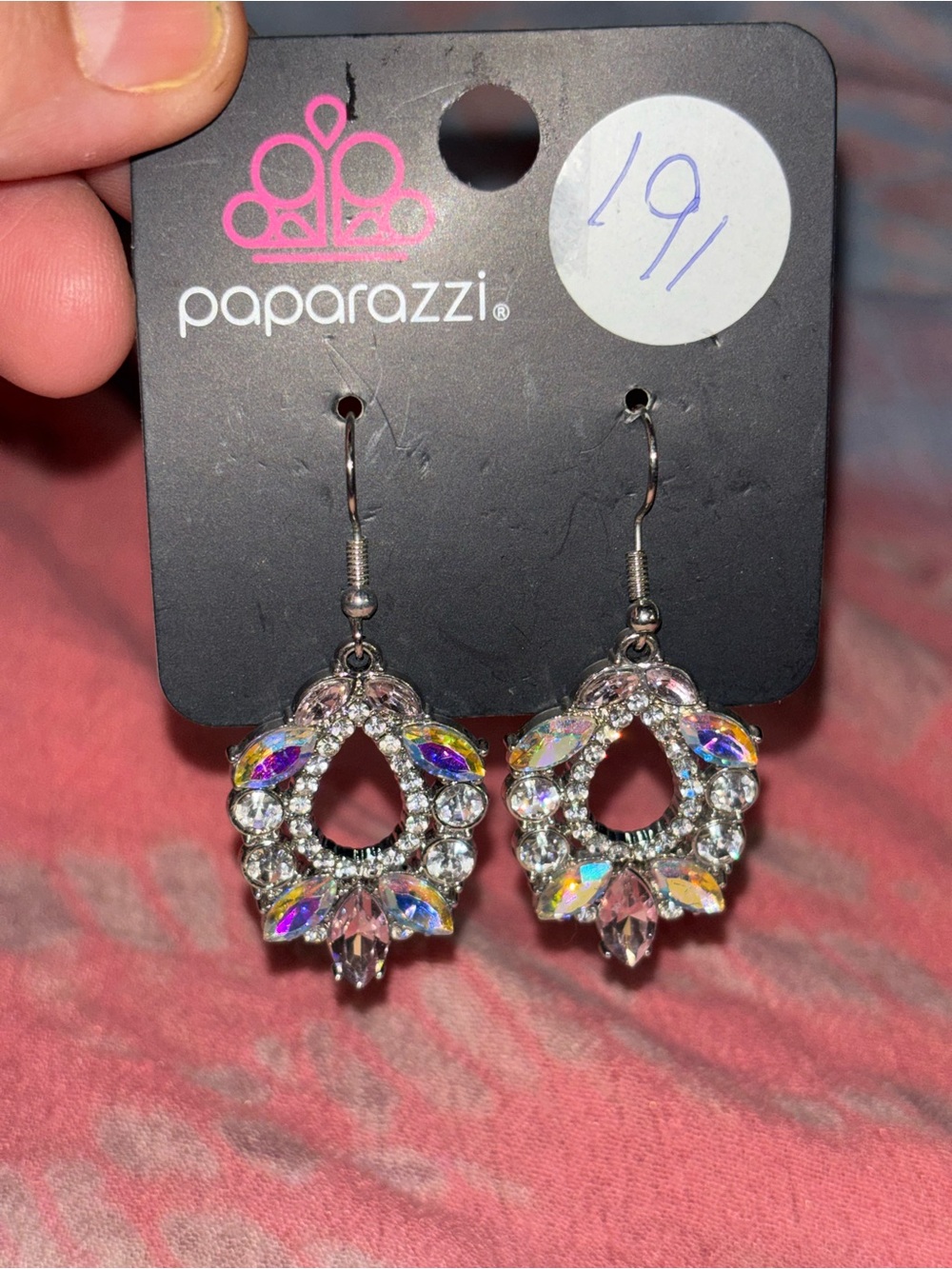 paparazzi Silver Iridescent Teardrop Dangle Earrings